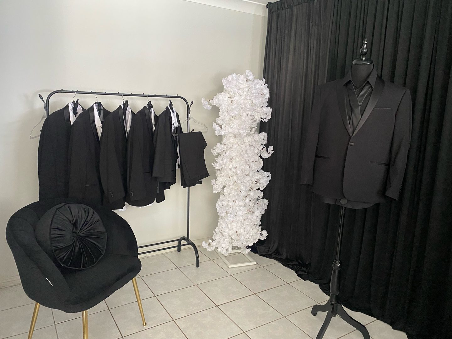 Groom room styling with personalised details