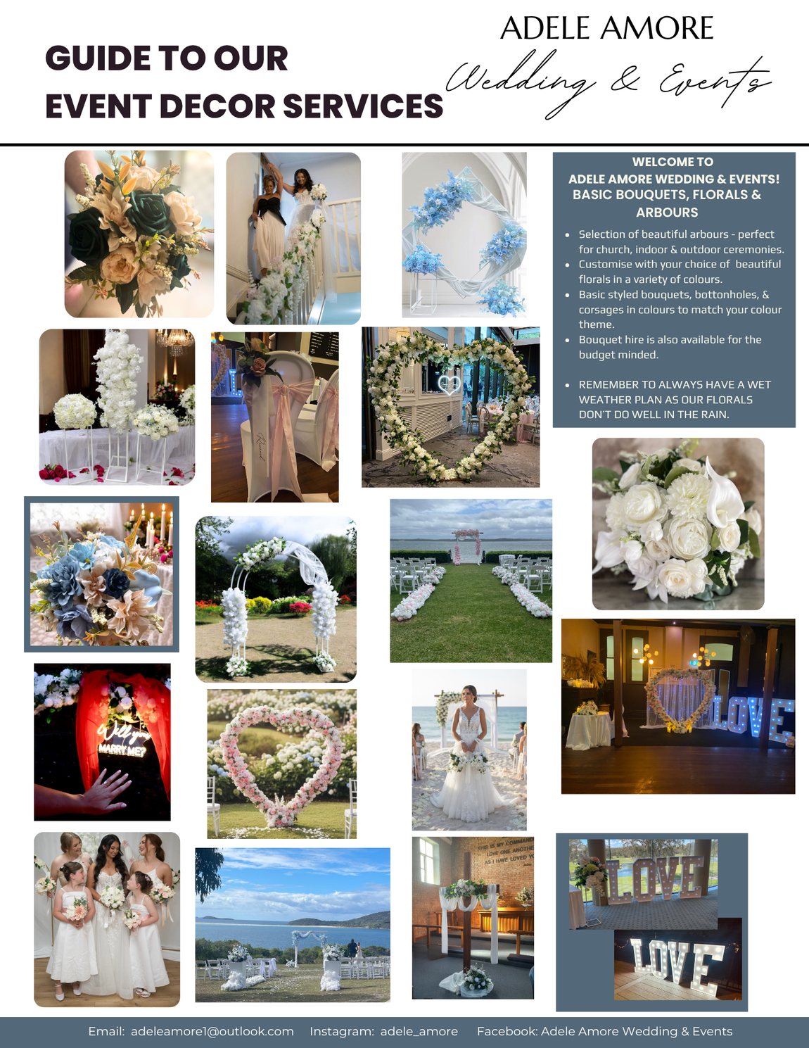 Bouquets, florals and arbours
